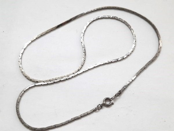 Elegante vintage platte slangenketting (6917), Ophalen, Zo goed als nieuw, Zilver, Overige materialen