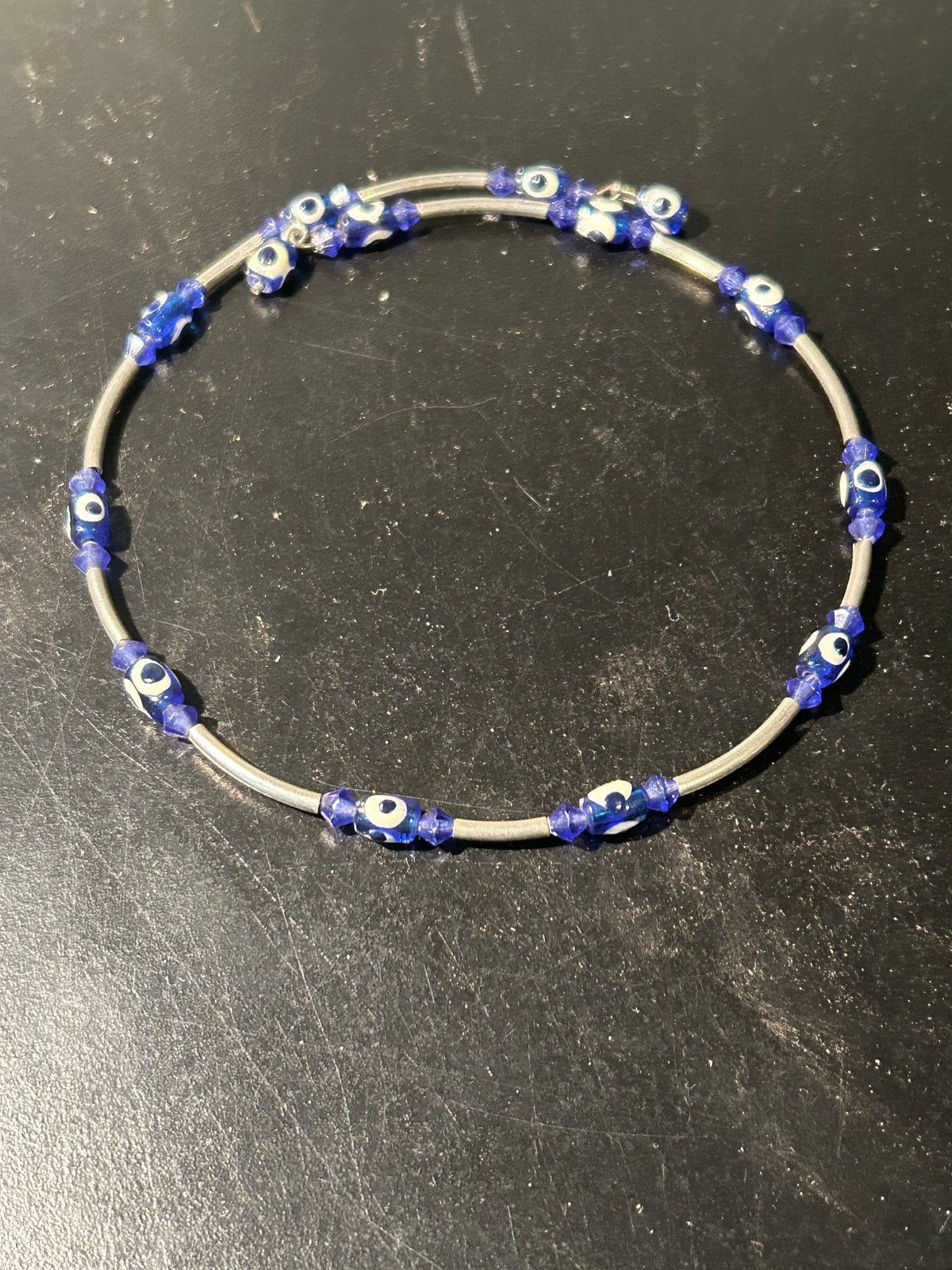Leuke spiraal ketting met boze oog kraaltjes, Ophalen of Verzenden, Zo goed als nieuw, Overige materialen
