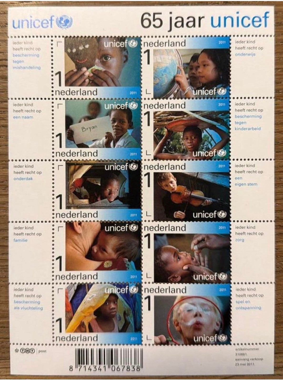 Postzegels pf. 65 jaar Unicef, Postzegels en Munten, Ophalen of Verzenden, Na 1940, Postfris