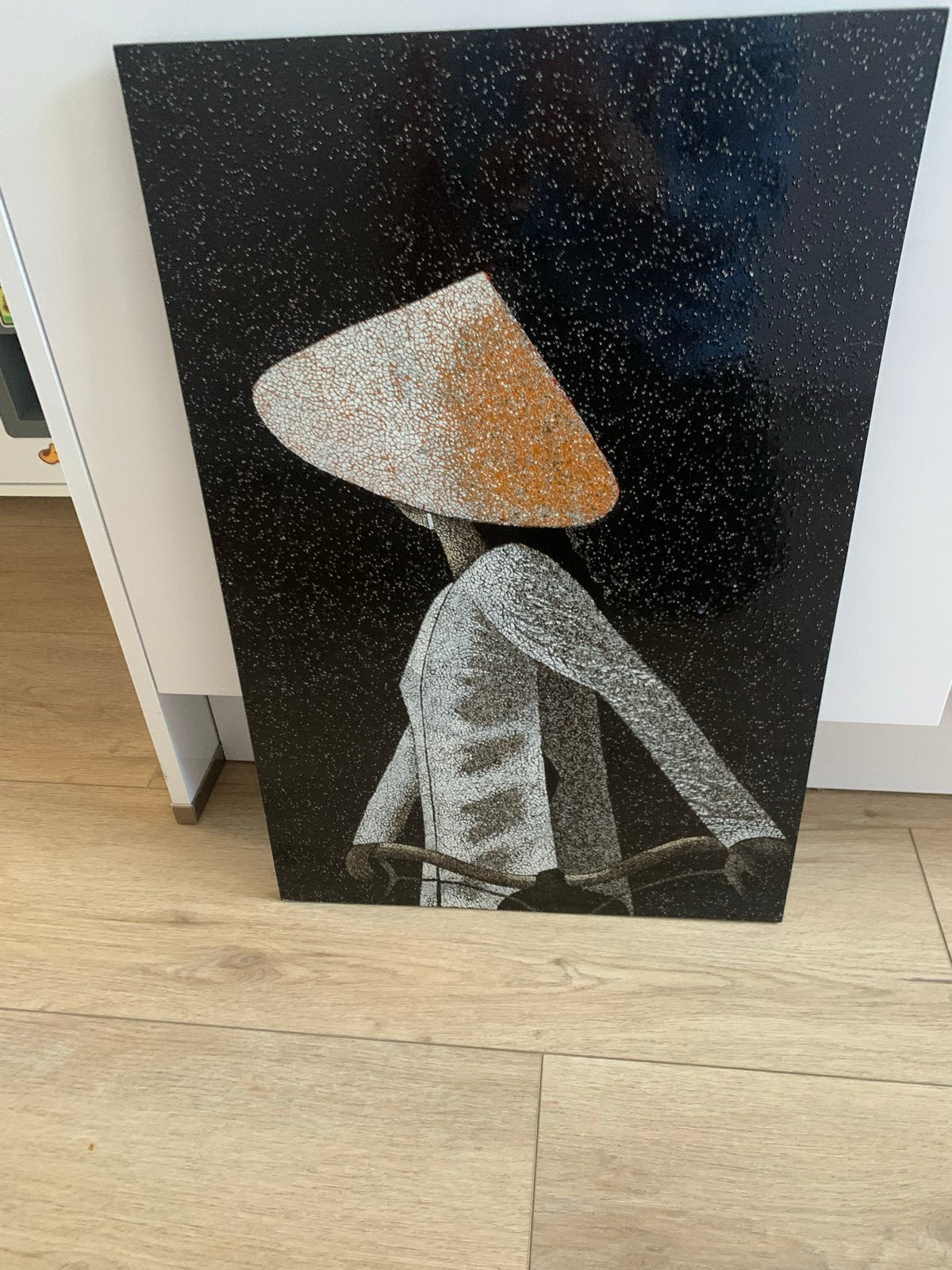 Schilderij Aziatische Vrouw met Hoed, Ophalen