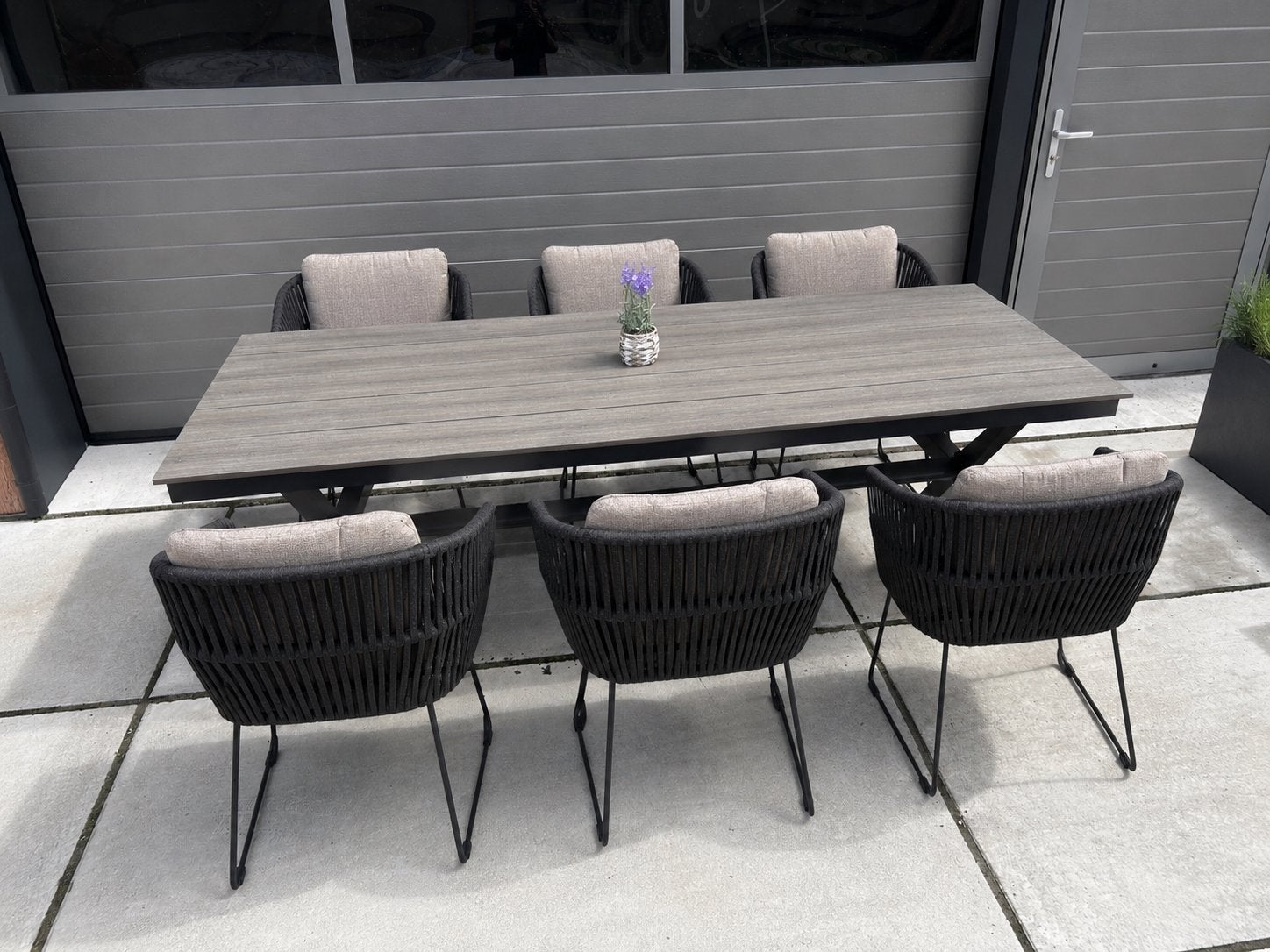 LIFE STYLE Tuinset met 6 stoelen in zeer goede staat, Tuin en Terras, Ophalen, ., 6 zitplaatsen, Zo goed als nieuw