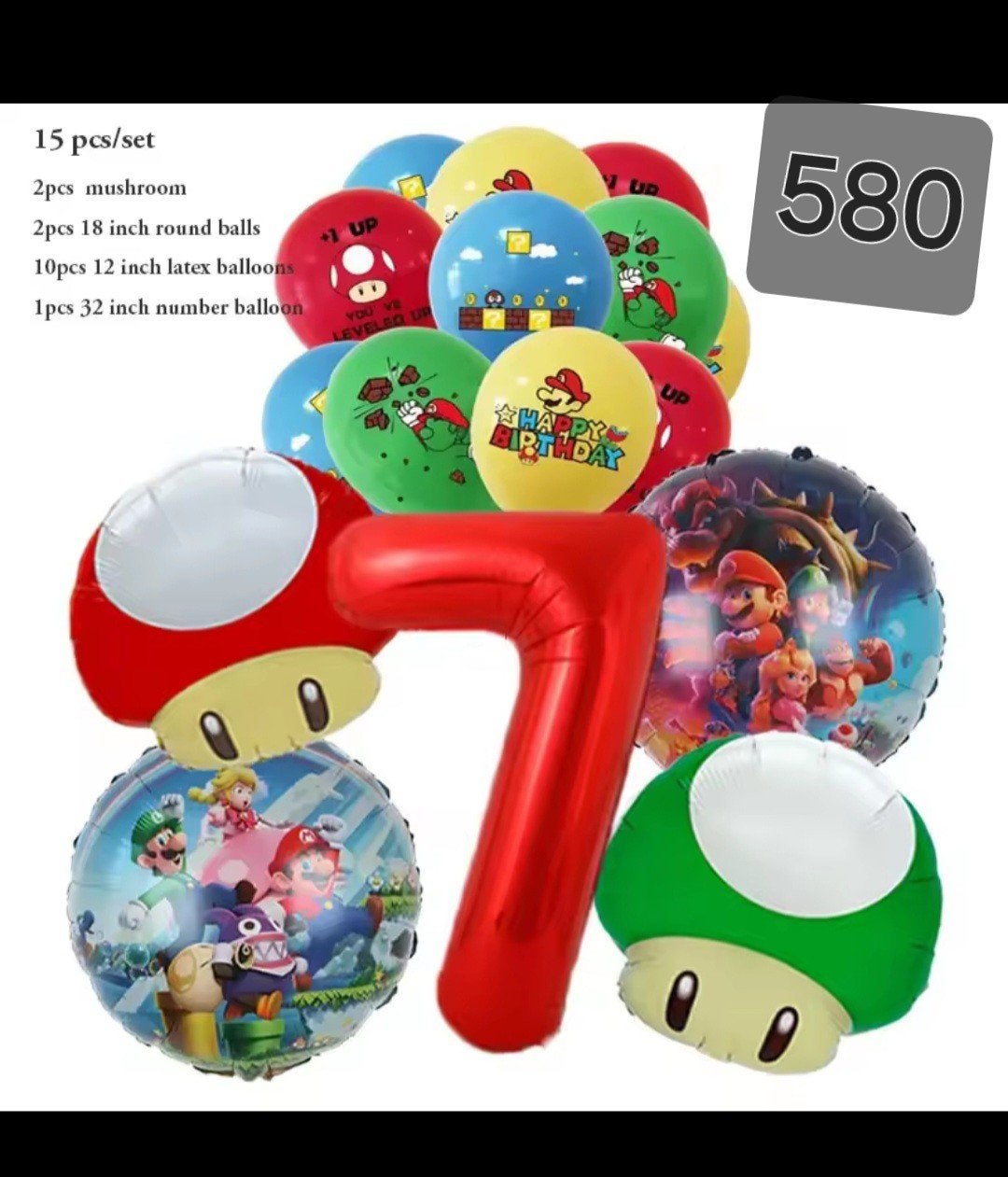 Nieuw Mario Bros. Feest Ballonnen Set - 15 Stuks, Hobby en Vrije tijd, Feestartikelen, Ophalen, Nieuw, Versiering, Film of Tv