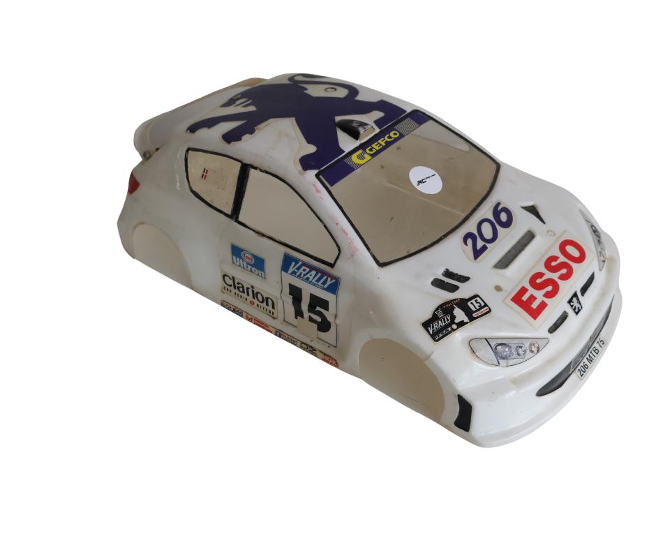 Peugeot 206 ESSO body 1/10 rc auto, Ophalen of Verzenden, Gebruikt, Onderdeel