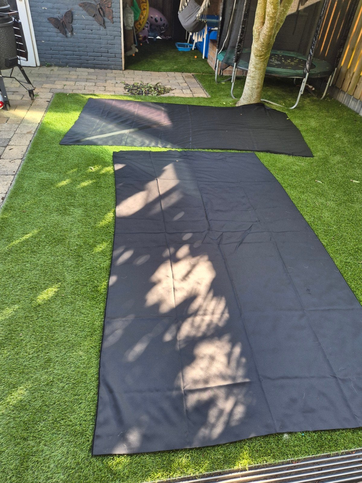 Zwart verduisterend gordijn stof, Tuin en Terras, Ophalen of Verzenden, Gebruikt, 10 tot 20 m²