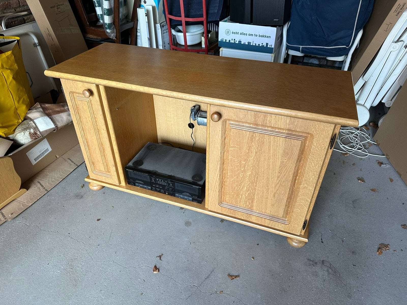 Eikenhouten TV meubel, Huis en Inrichting, Kasten | Televisiemeubels, Ophalen, Gebruikt, 100 tot 150 cm, Eikenhout