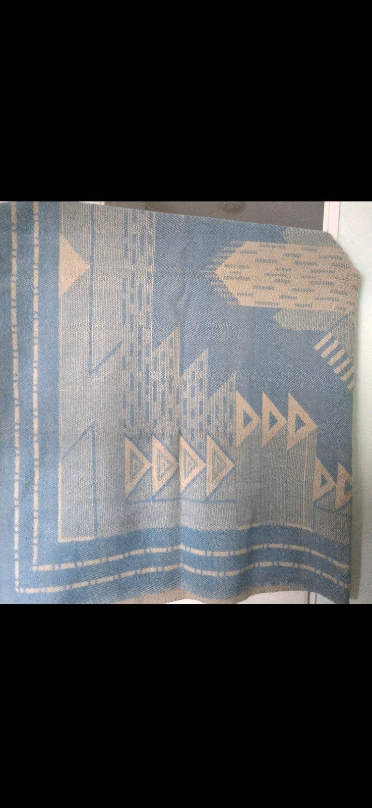 Vintage blauw wollen deken, 215x180, Huis en Inrichting, Slaapkamer | Beddengoed, Ophalen, Gebruikt, Eenpersoons, Blauw
