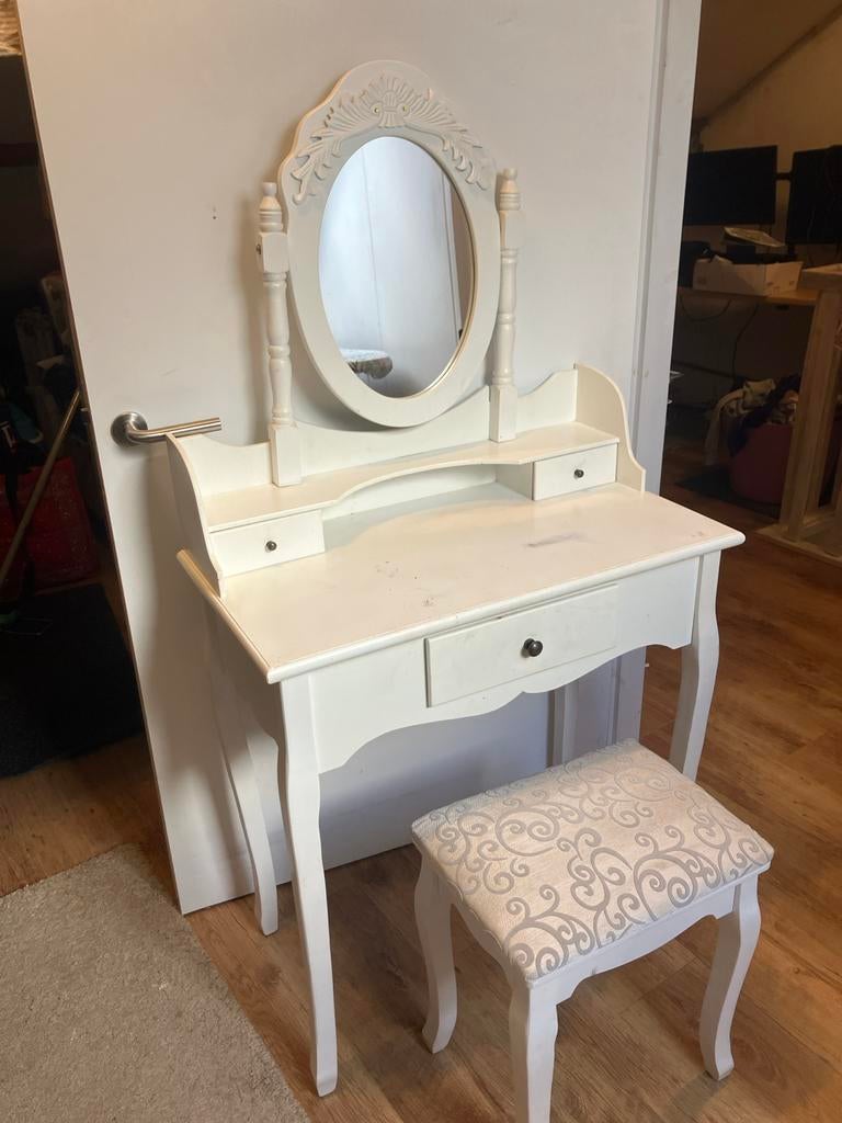 IKEA Kaptafel met spiegel, 3 lades en krukje, Huis en Inrichting, Tafels | Kaptafels, Ophalen, 100 tot 150 cm, 50 tot 100 cm, Zo goed als nieuw