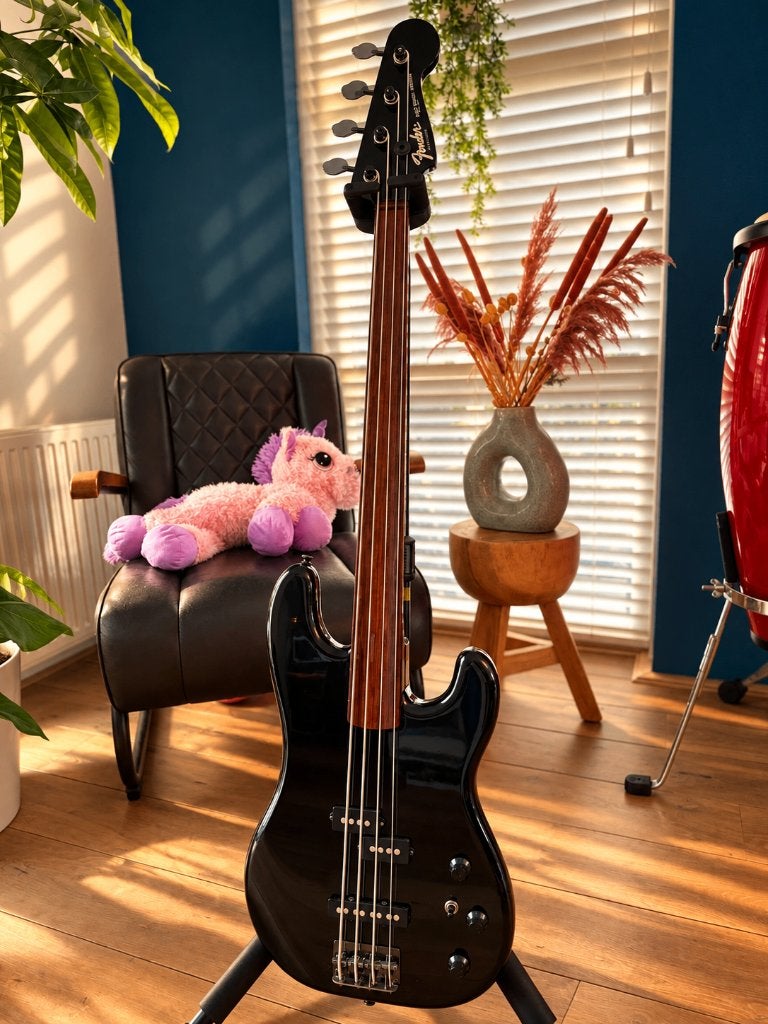 Fender Jazz Bass Special Fretless MIJ E-series 84-87 – Black, Ophalen, Gebruikt, Elektrisch, Fretloos