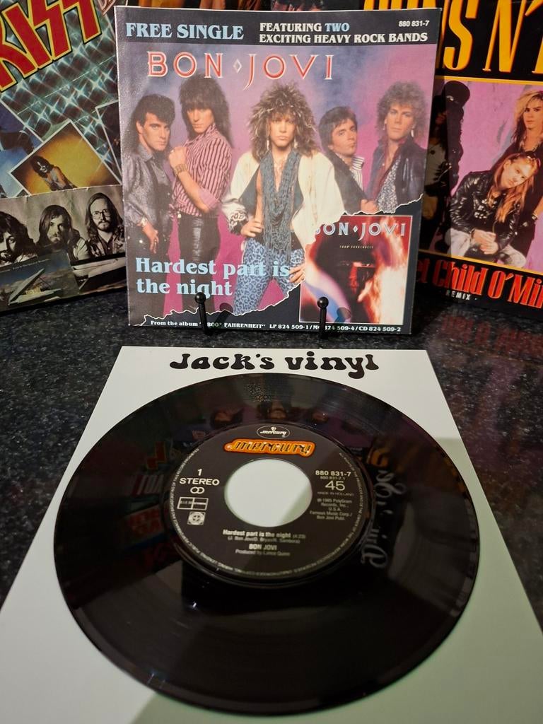 Bon Jovi - Hardest Part Is The Night (Single)1985, Cd's en Dvd's, Vinyl | Rock, Zo goed als nieuw, Ophalen of Verzenden