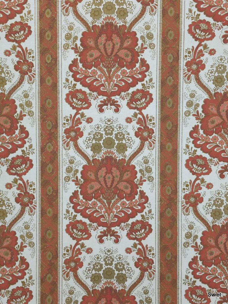 6184 rood wit goud barok behang  klassiek bloemmotief swiet, Verzenden, Minder dan 10 m², Rood