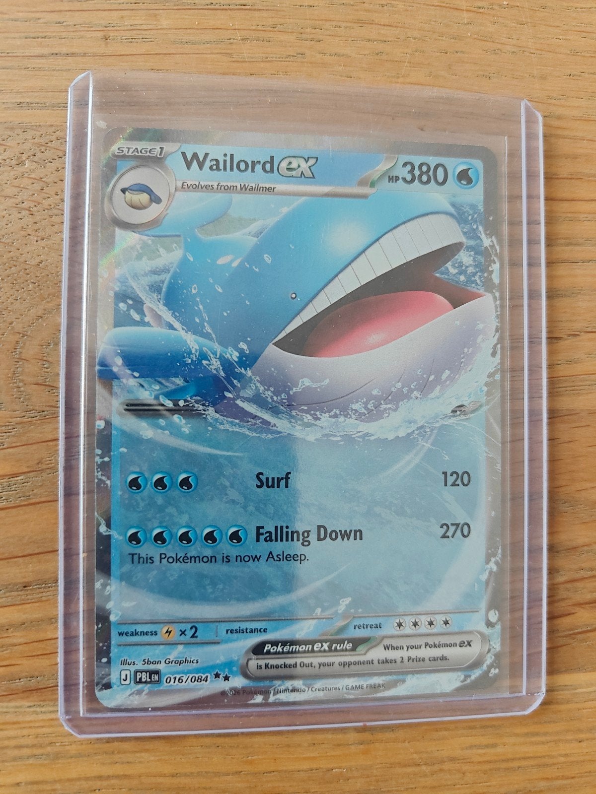 Wailord ex Pokémon kaart - NM Packfresh 016/084, Ophalen, Zo goed als nieuw, Losse kaart