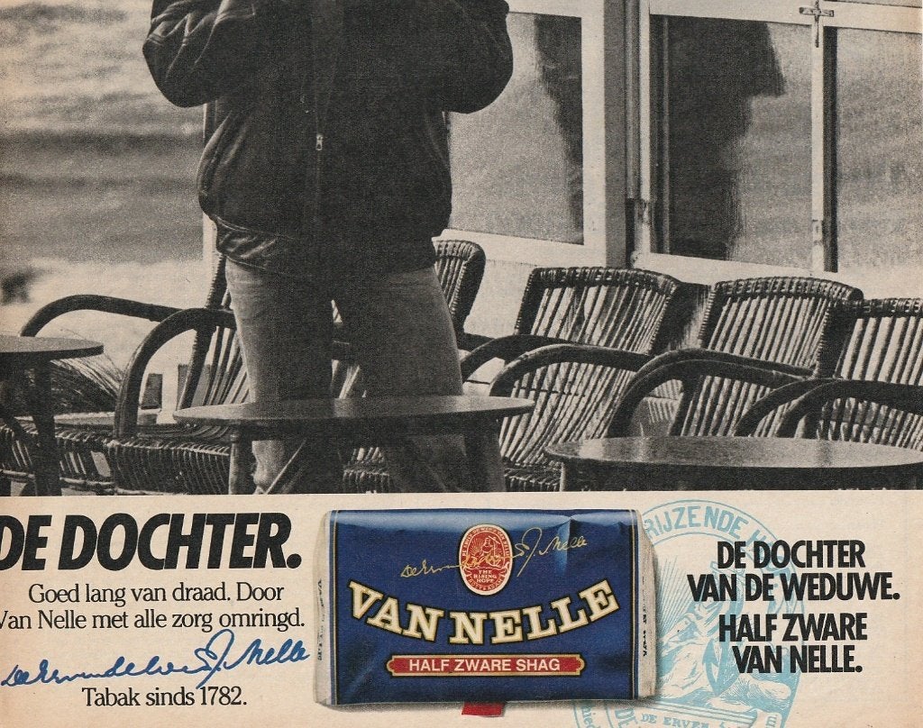 retro reclame 1980 Van Nelle shag goed lang van draad, Verzamelen, Retro, Verzenden, Overige typen