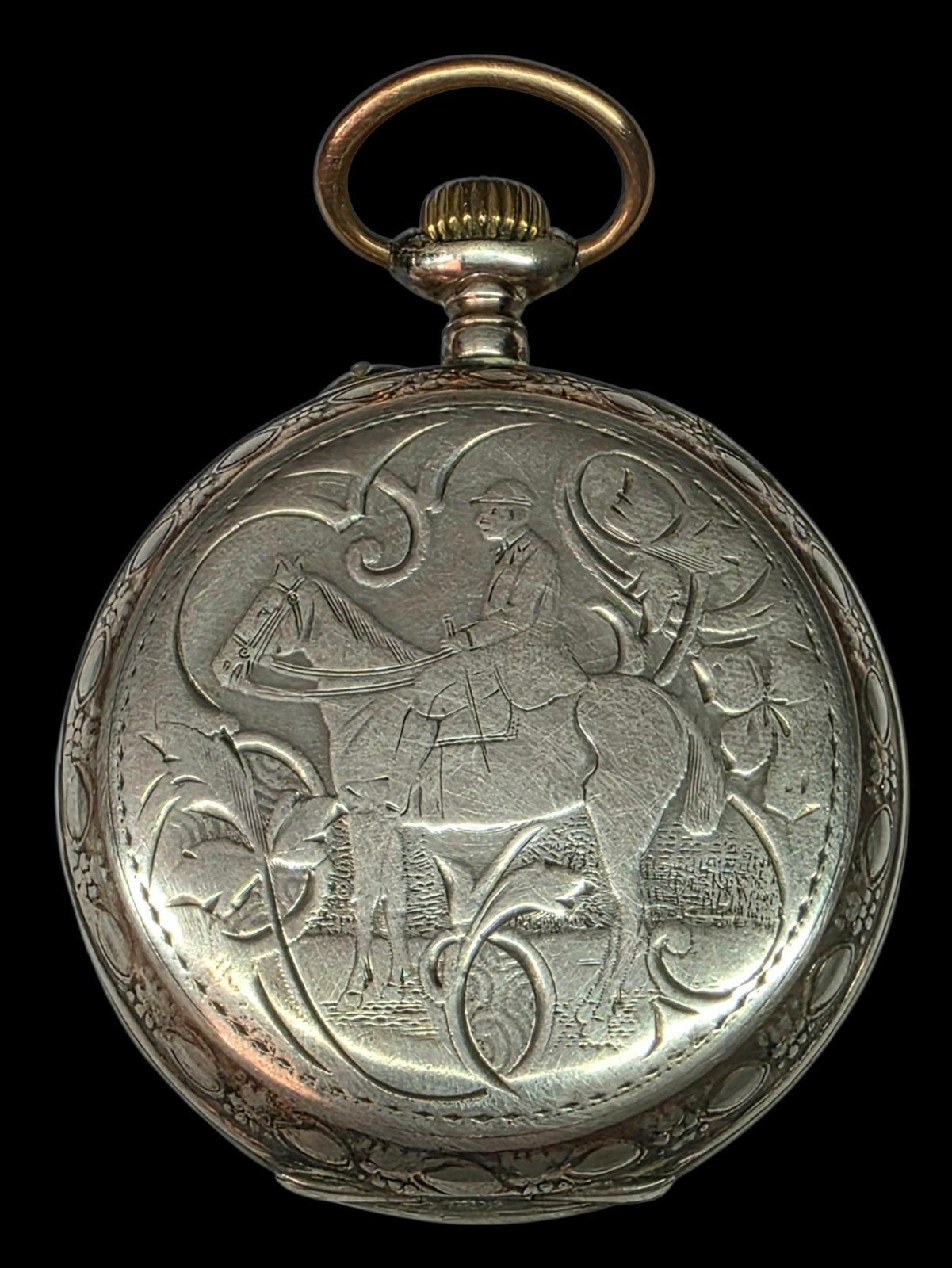 Prachtig zilveren paarden zakhorloge met bijpassende ketting, Overige merken, Verzenden, ., .