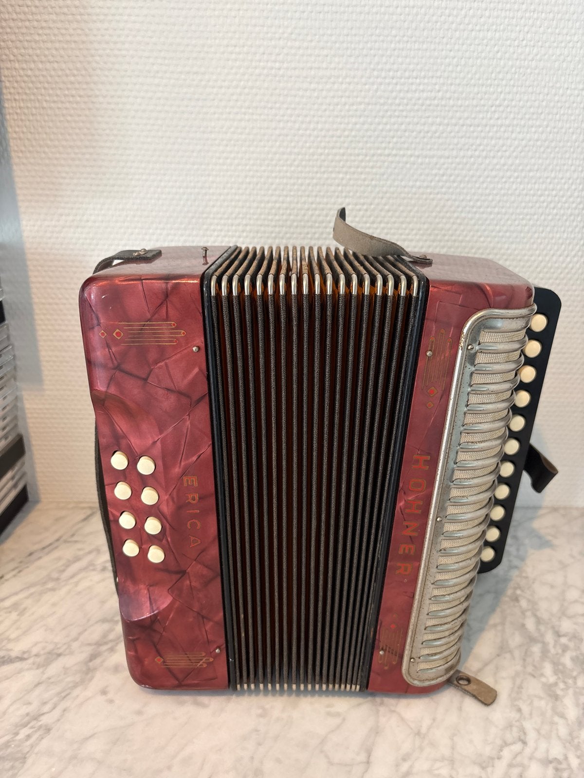 Hohner Erica Accordeon, Muziek en Instrumenten, Accordeons, Gebruikt, Overige formaten, Ophalen of Verzenden, Knopaccordeon