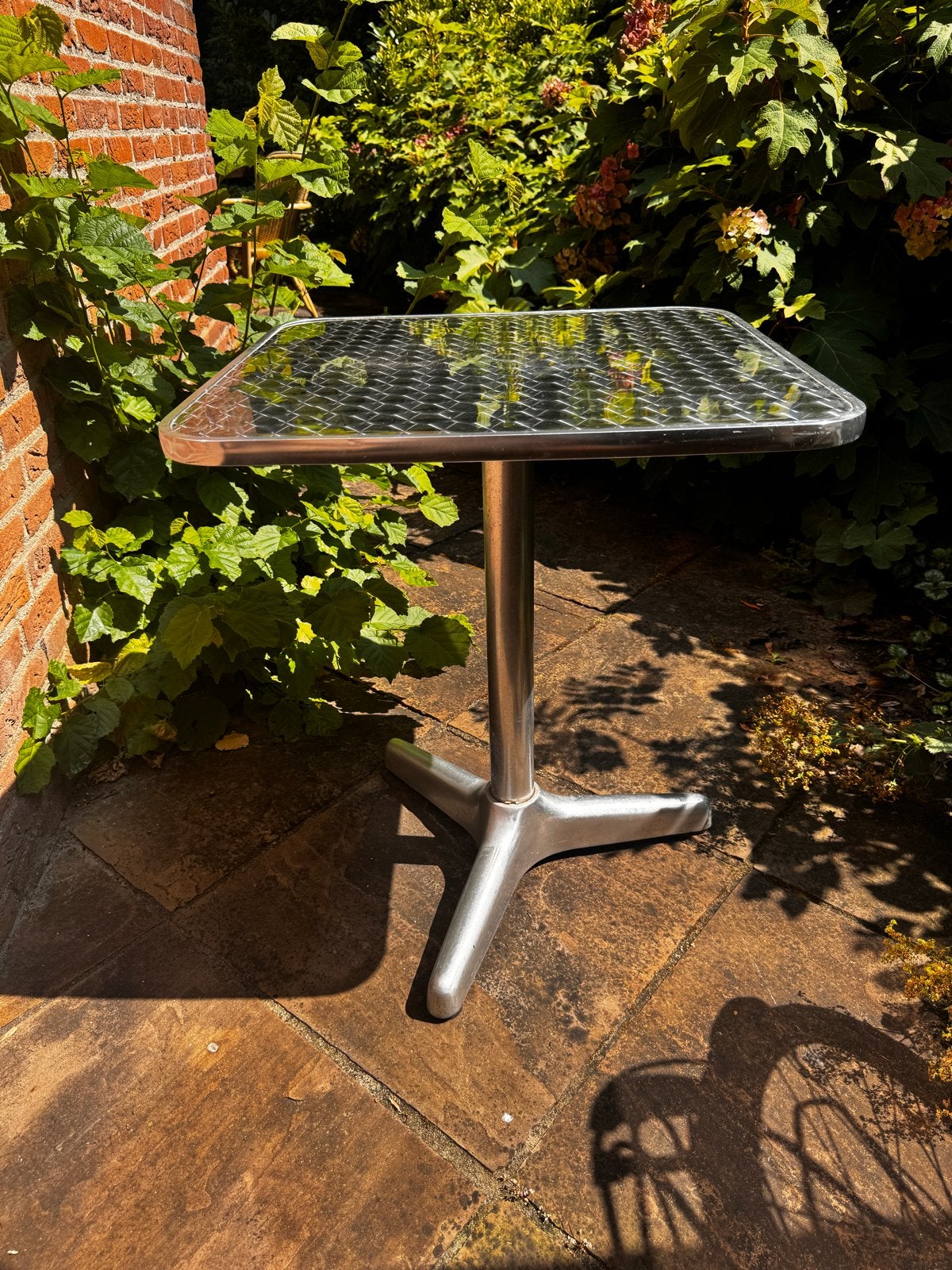 Aluminium bistrotafel - vierkant, Tuin en Terras, Ophalen, Gebruikt, Vierkant, Aluminium