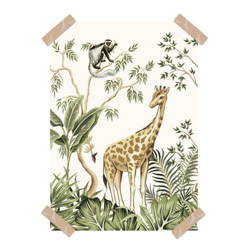 Kinderposter Poster Jungle Giraffe A4 Little Dreamzzz, Bi & Li Creaties, Nieuw, Ophalen of Verzenden, Bilicreaties@gmail.com