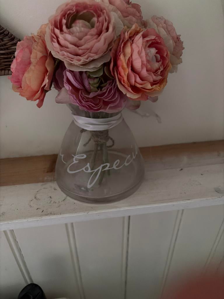 Riviera Maison vaas met kunstbloemen, Huis en Inrichting, Woonaccessoires | Vazen, Zo goed als nieuw, Overige kleuren, Minder dan 50 cm