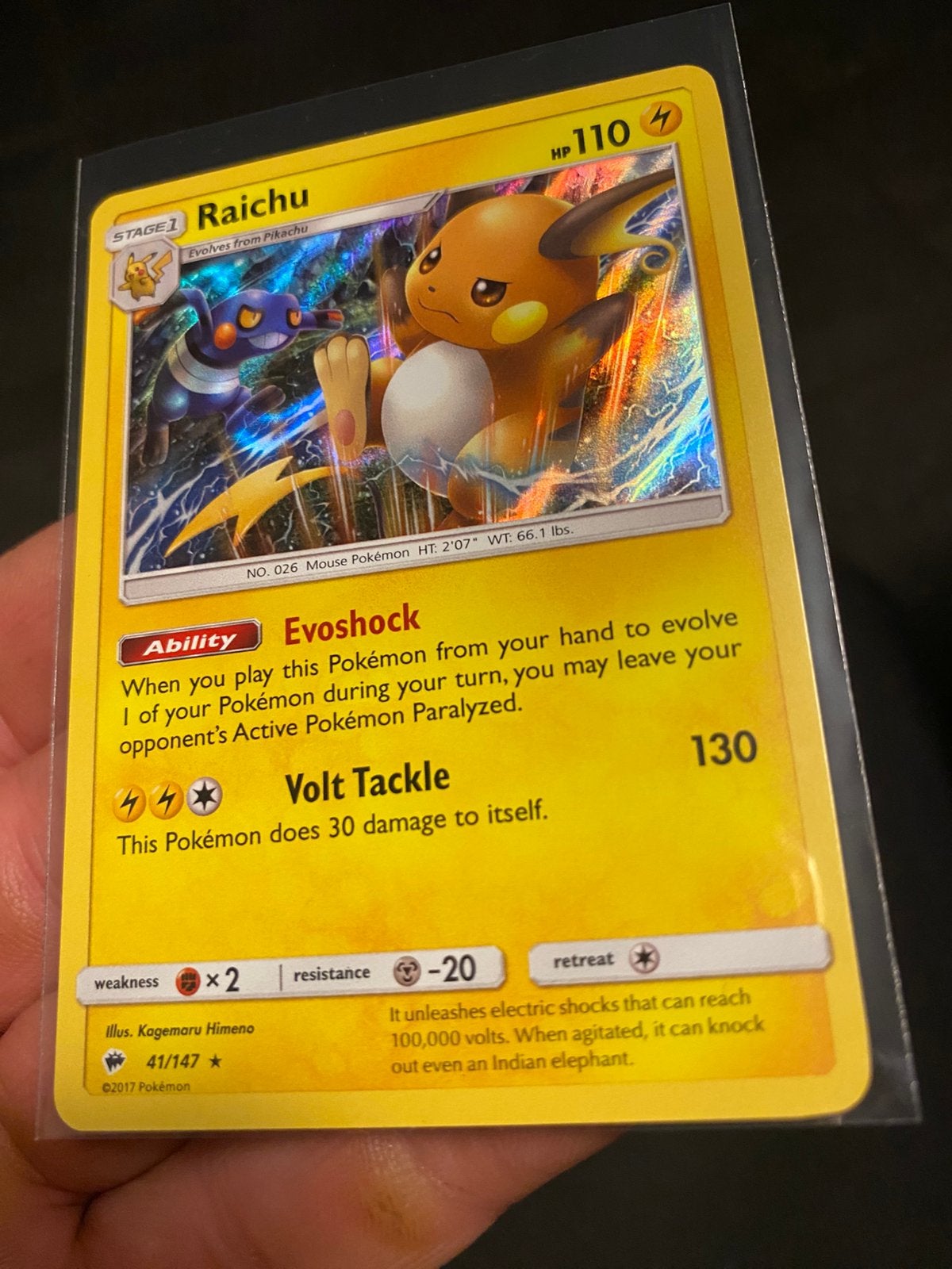 Raichu holo vintage kaart, Verzenden, Zo goed als nieuw