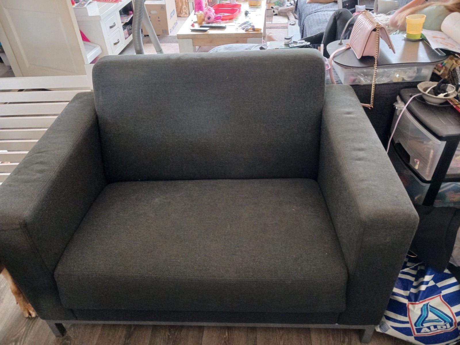 Love Seat Van Montël Antraciet Grijs 115x80x80, Gebruikt, Tweepersoons, 75 tot 100 cm, Ophalen of Verzenden
