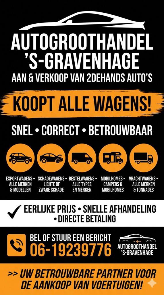 WIJ KOPEN ALLE TYPE VOERTUIGEN BEL NU SNEL, Euro 5, Stof, Zwart, 4 cilinders