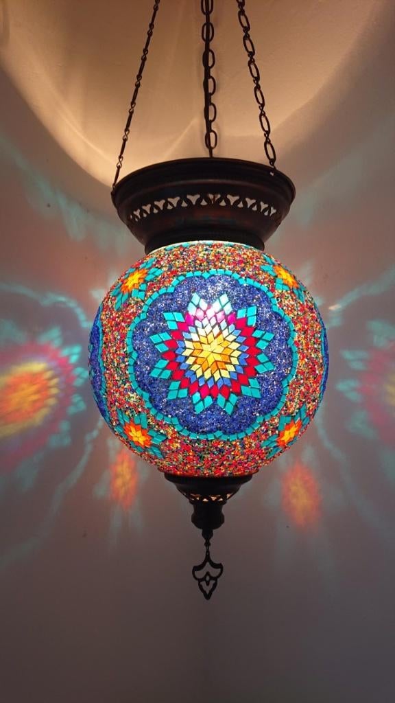 Diverse Oosterse Arabische Turkse hanglampen XXL glasmozaiek, Ophalen of Verzenden, Nieuw, Glas, Oosters Arabisch 1001nacht Boho Ibiza Marrakech Marokkaans Turks