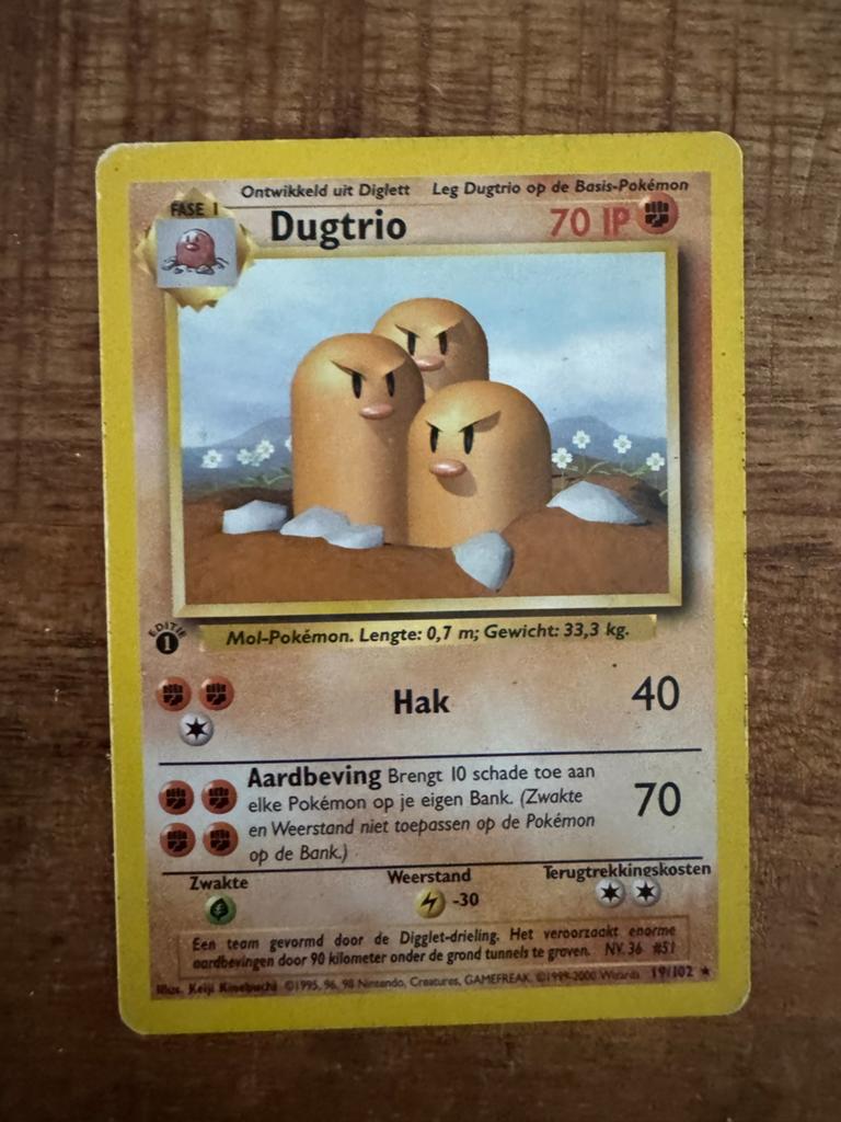 Pokémon Kaart Dugtrio 70 IP - Fase 1, Ophalen of Verzenden, Gebruikt, Losse kaart