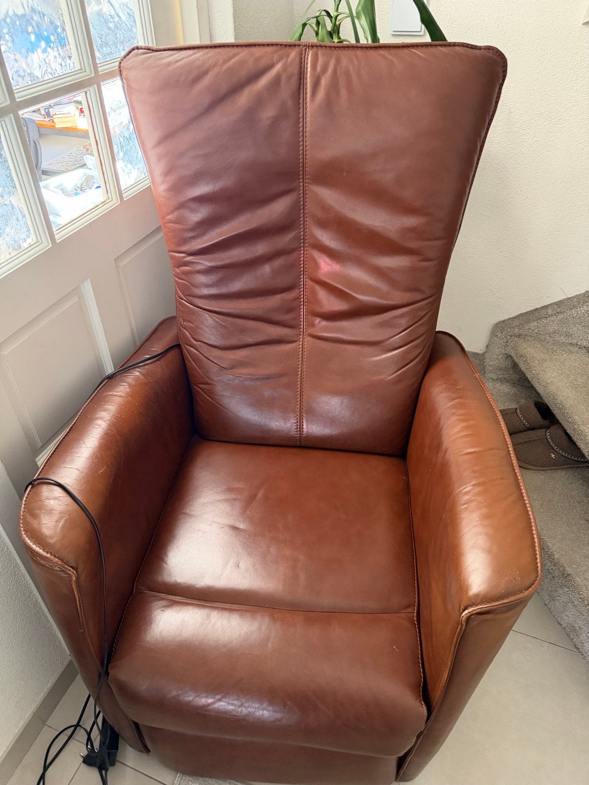 Elektrische Relaxfauteuil - Volledig Verstelbaar Leer, Ophalen of Verzenden, Gebruikt, Leer, 75 tot 100 cm
