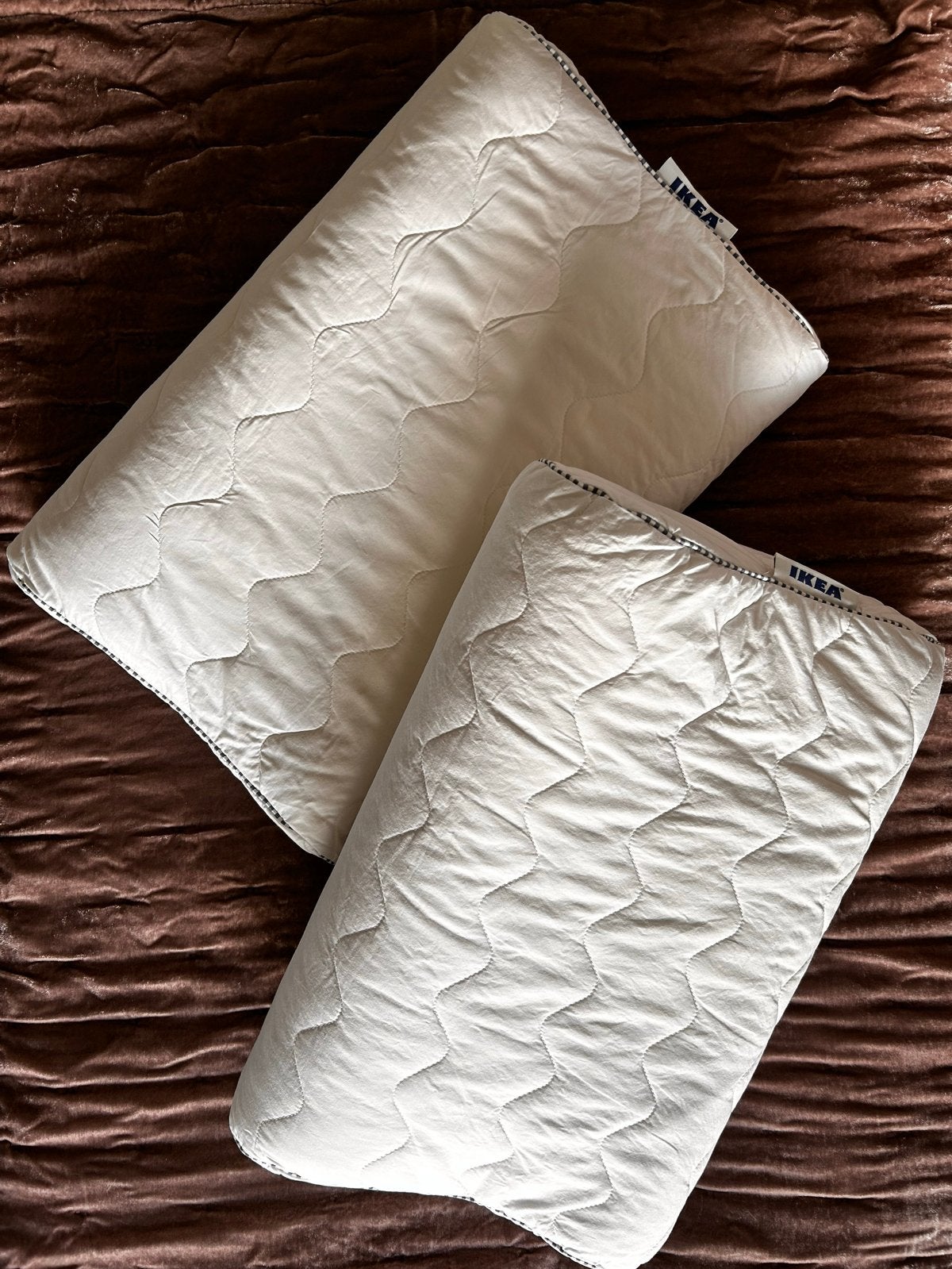 2x IKEA ergonomische kussens + 2 slopen, Ophalen, Gebruikt, Eenpersoons, Wit