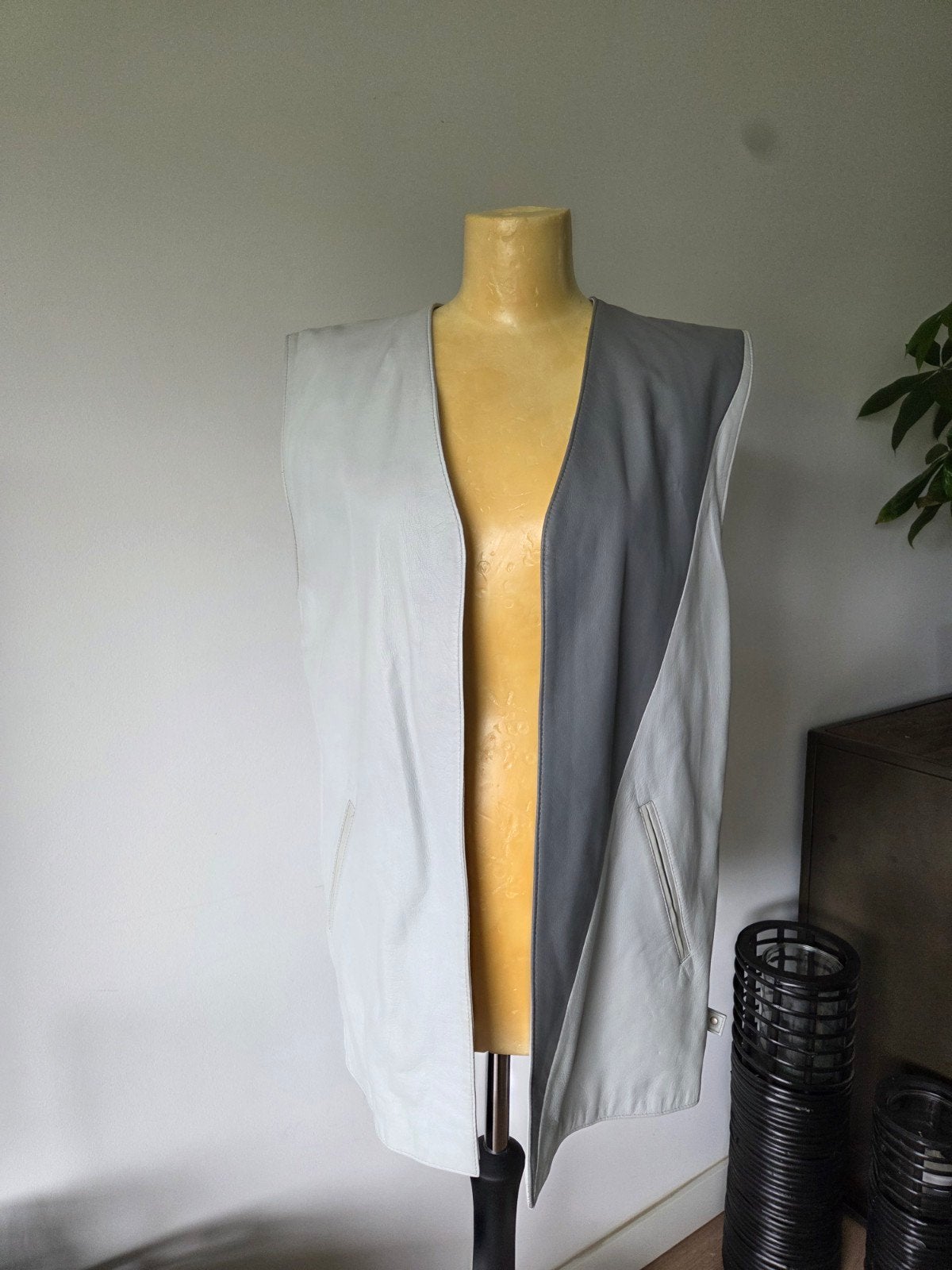Zeldzaam Vintage BMW Style Gilet Lamsnappa Mt 40 W.-germany, Maat 38/40 (M), BMW, Wit, Ophalen of Verzenden