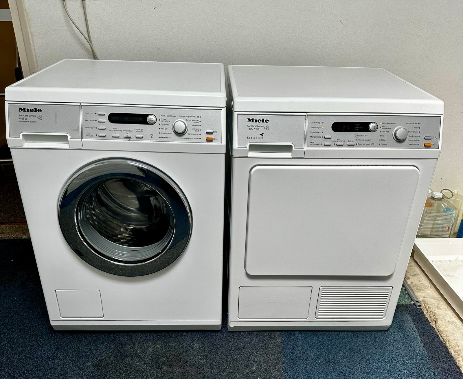 Setje Miele SoftCare System Wasmachine & Warmtepompdroger, Witgoed en Apparatuur, 8 tot 10 kg, Germany, Www.miele.com, Ophalen of Verzenden
