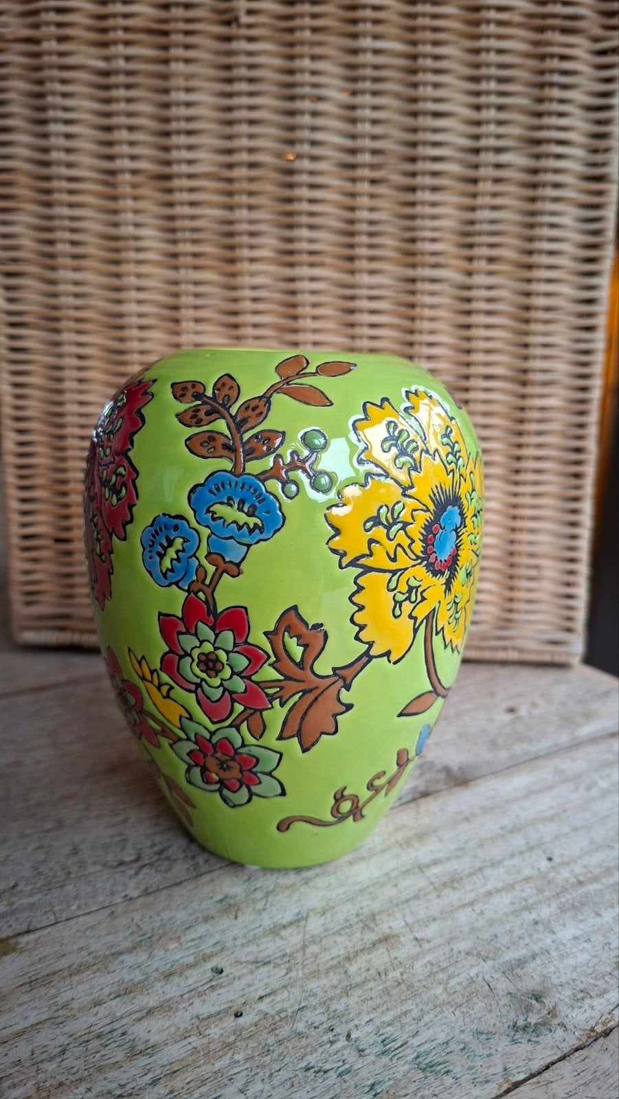 Des Pots vaas Deco Flowers - Limoengroen - zgan, Meerkleurig, 14 cm, Ophalen of Verzenden, Zo goed als nieuw