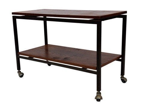 Vintage Teak Fineer Audio Trolley Bijzettafel Jaren '60, Gebruikt, Vintage, 60 cm of meer, Rechthoekig