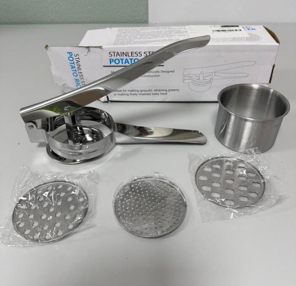 RVS Aardappelpers aardappel-pers met 3 Schijven Potato Ricer, Ophalen of Verzenden, H, Metaal, H