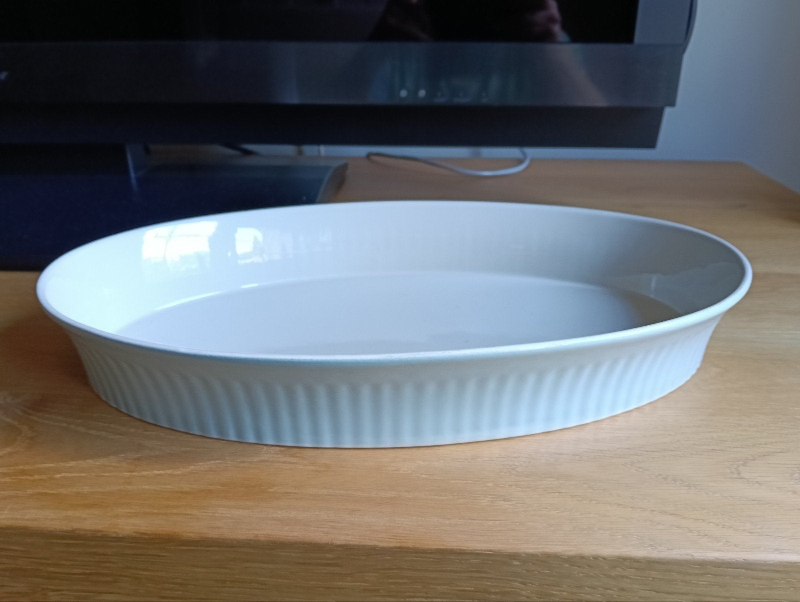 Ovenschaal, ovaal,  grijs/ groen pastelkleur, Ophalen of Verzenden