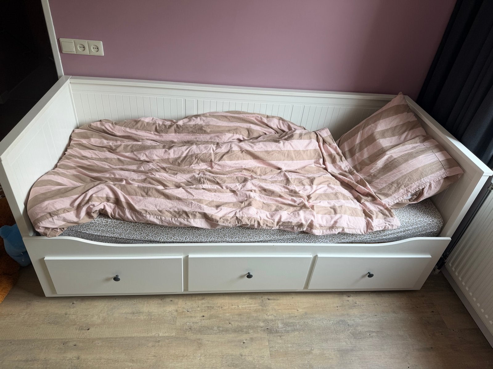 IKEA Hemnes Bedbank met 3 lades - uitschuifbaar, Ophalen, Wit, Tweepersoons, 80 cm