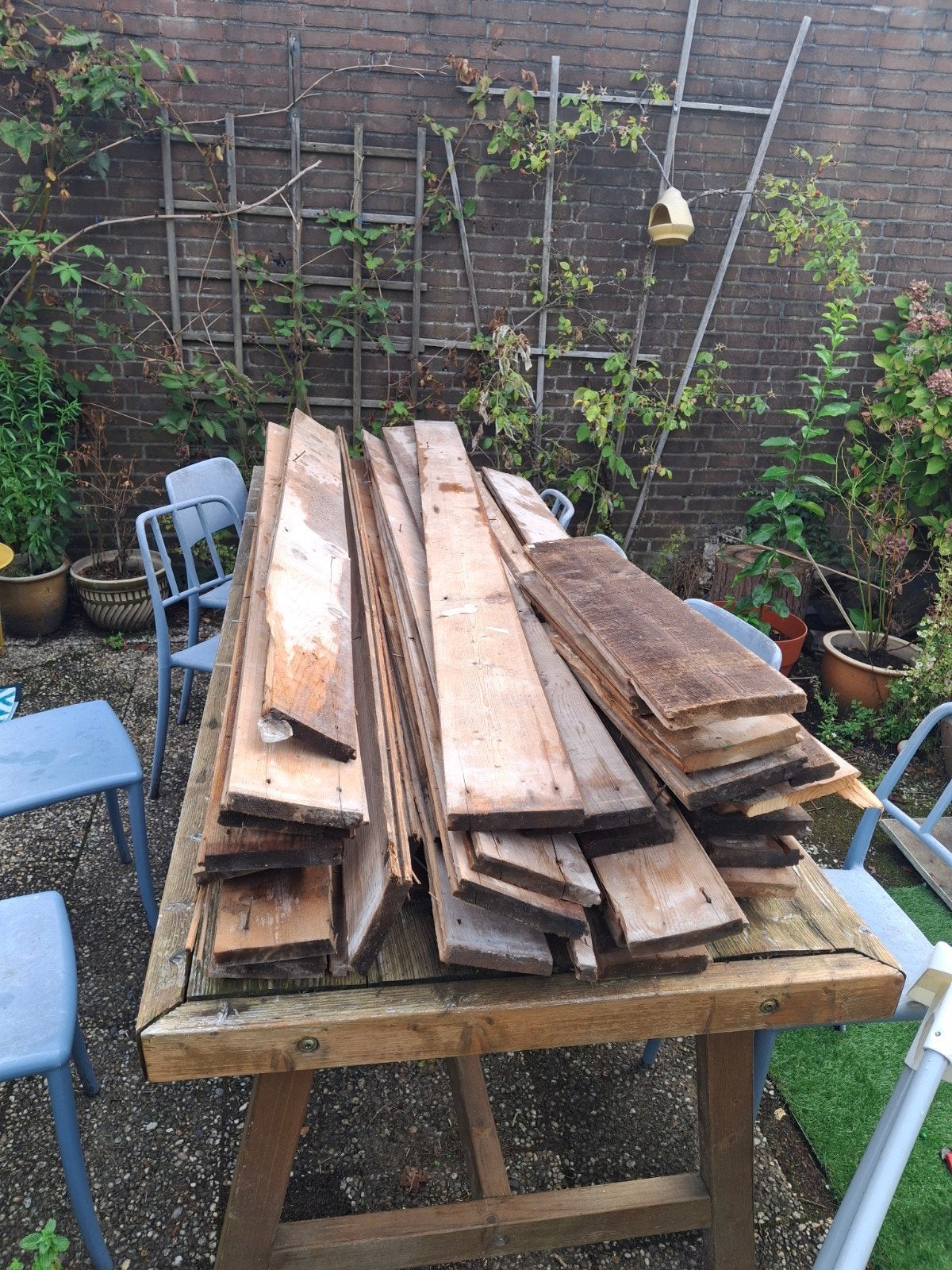 grenen vloerdelen gebruikt, Doe-het-zelf en Verbouw, Hout en Planken, Ophalen, Minder dan 25 mm, Grenen, Plank