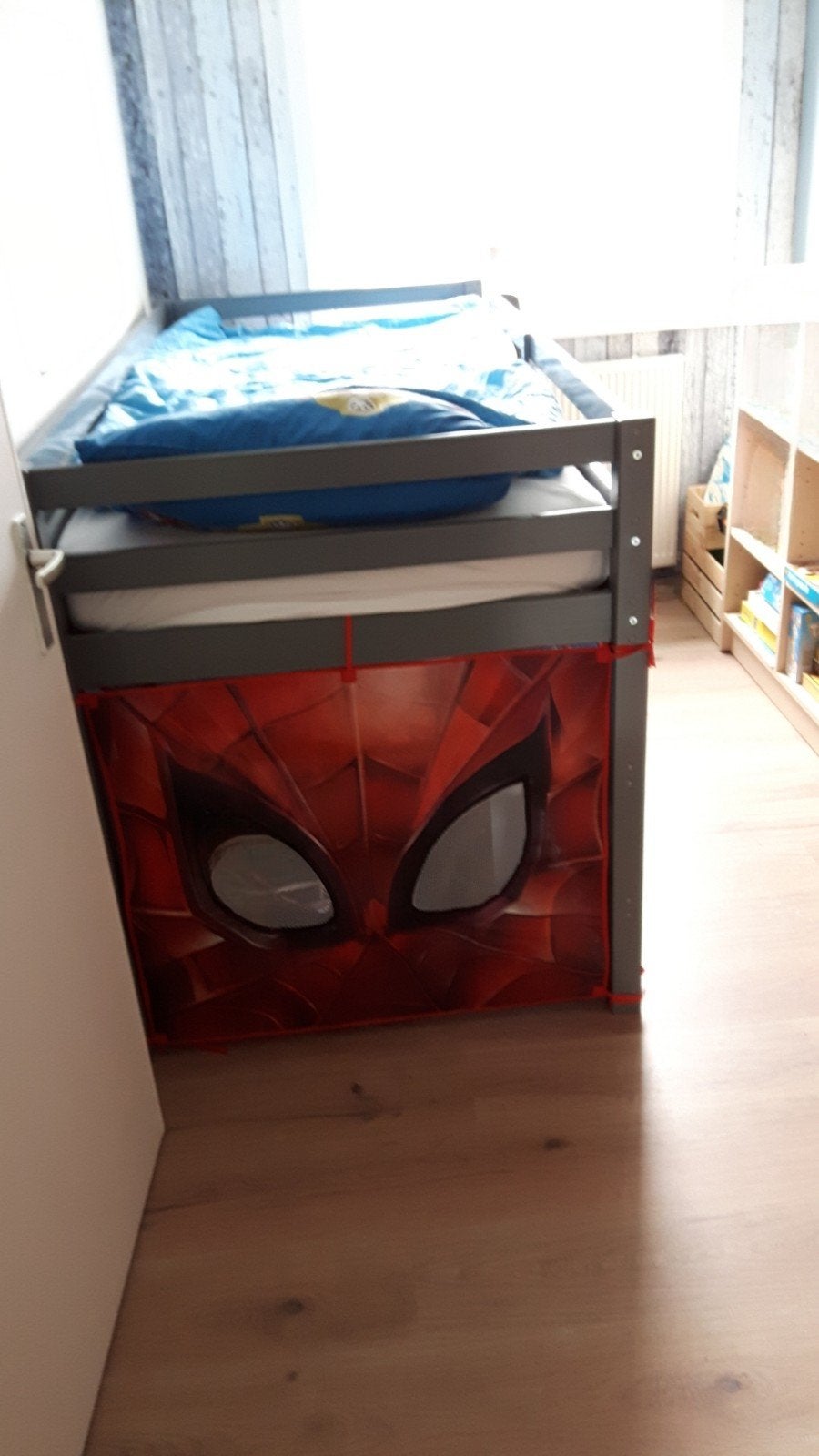 Halfhoogslaper Ties grijs, zonder matras, met Spider, Ophalen, Halfhoogslaper