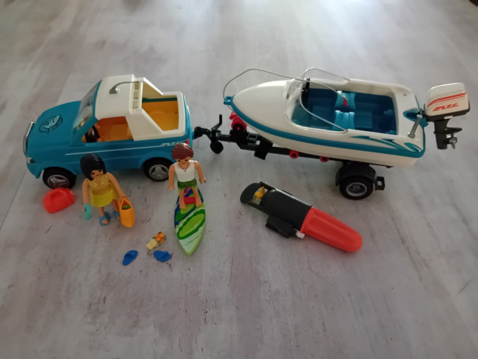 Playmobil pick-up met boot en figuren, Ophalen, Gebruikt, Jongen of Meisje