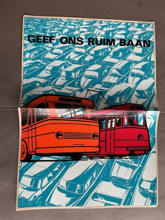 Vintage poster : Geef Ons Ruim Baan - Hillenius, Verzamelen, Posters, Verzenden
