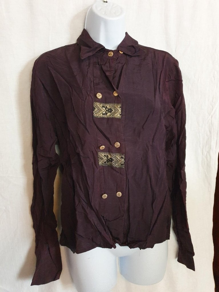 Prachtige donkerpaarse ouderwetse blouse. mt S., Carnaval, ., Ophalen of Verzenden, Zo goed als nieuw