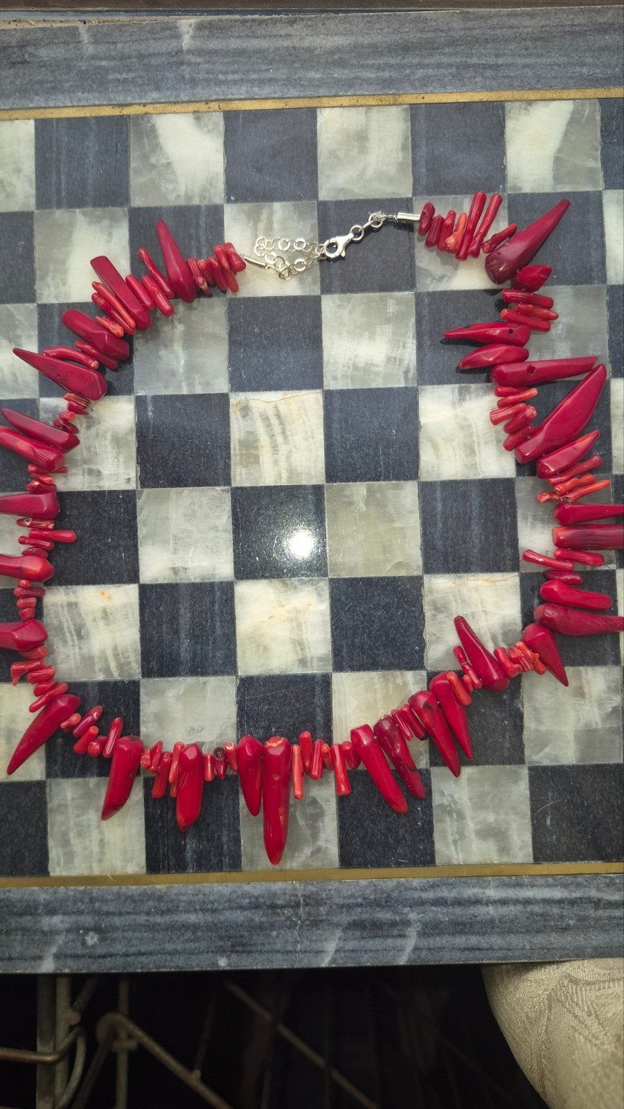Ossenbloed rood kleur natuurlijke Koraal Ketting Zilver 925, Nieuw, Ophalen of Verzenden, Steen of Mineraal, Met edelsteen