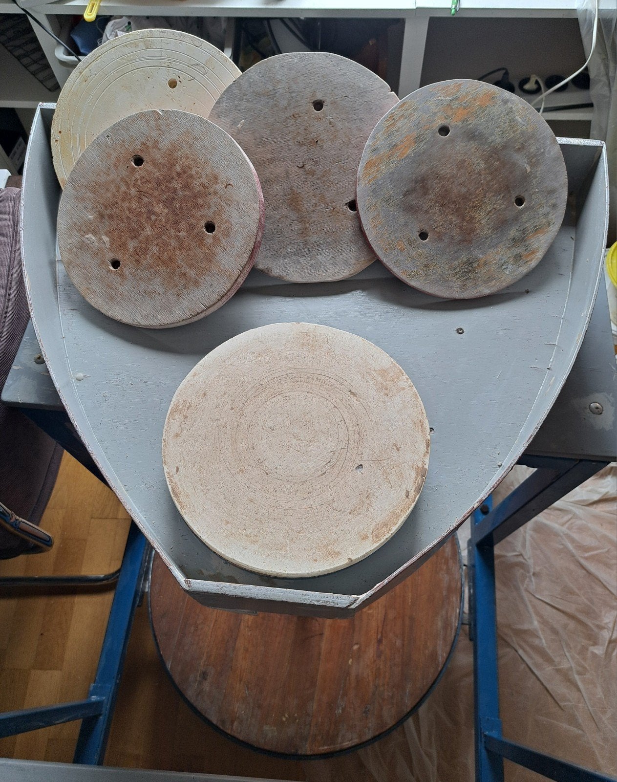 Pottenbakschijf - schopschijf, Hobby en Vrije tijd, Pottenbakken, Ophalen, Gebruikt