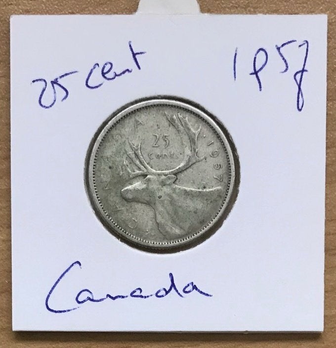 Canada - Silver 25 cent 1957, Verzenden, Noord-Amerika, Losse munt, Zilver