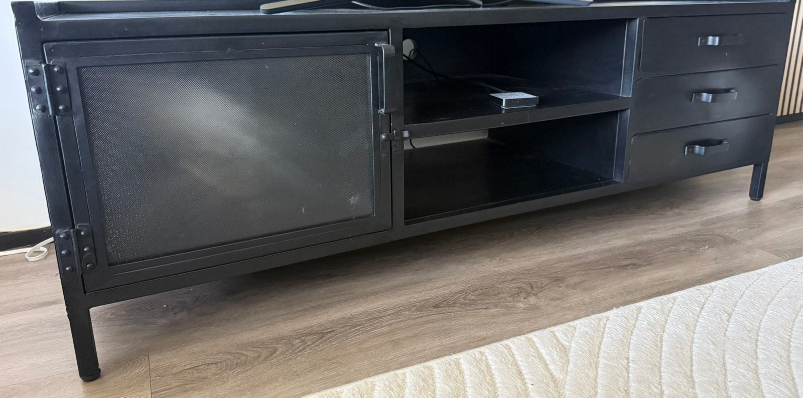Tv Meubel zwart, Ophalen, Gebruikt, 150 tot 200 cm, Minder dan 100 cm