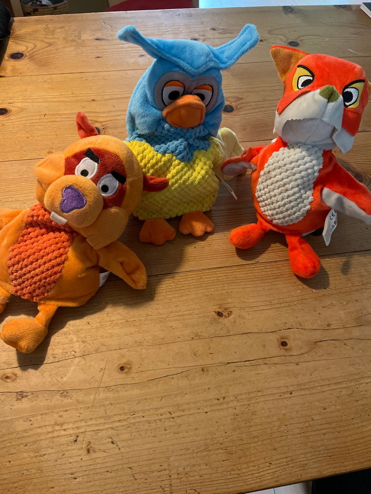 3 Handpoppen van de Fabeltjeskrant: Uil, Bever en Vos, Gebruikt, Overige merken, Overige karakters, Blauw