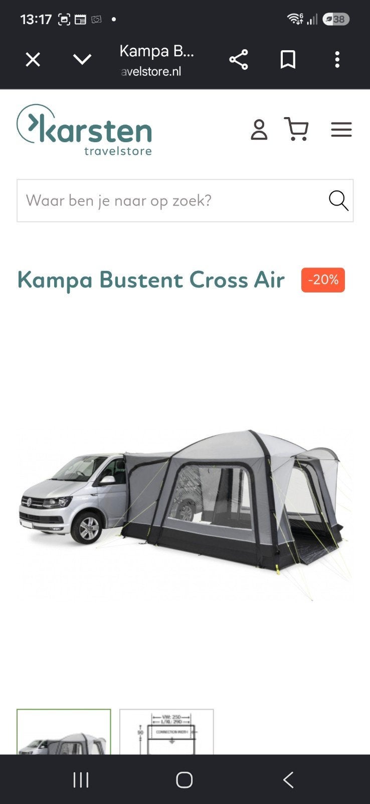 Kampa bustent Cross Air TC, Caravans en Kamperen, Ophalen, Zo goed als nieuw