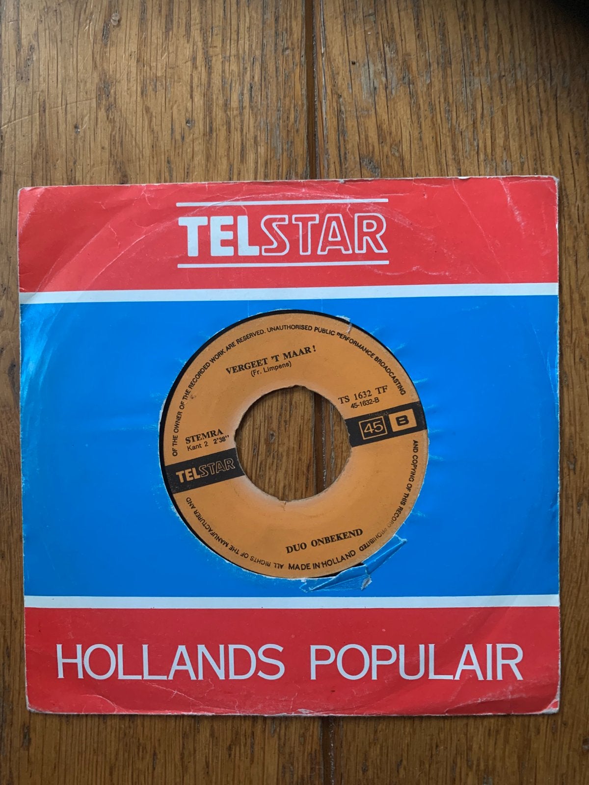 Piraten Schlager Duo Onbekend Telstar single Jij en ik, Cd's en Dvd's, Ophalen of Verzenden, Gebruikt, Overige formaten, Levenslied of Smartlap