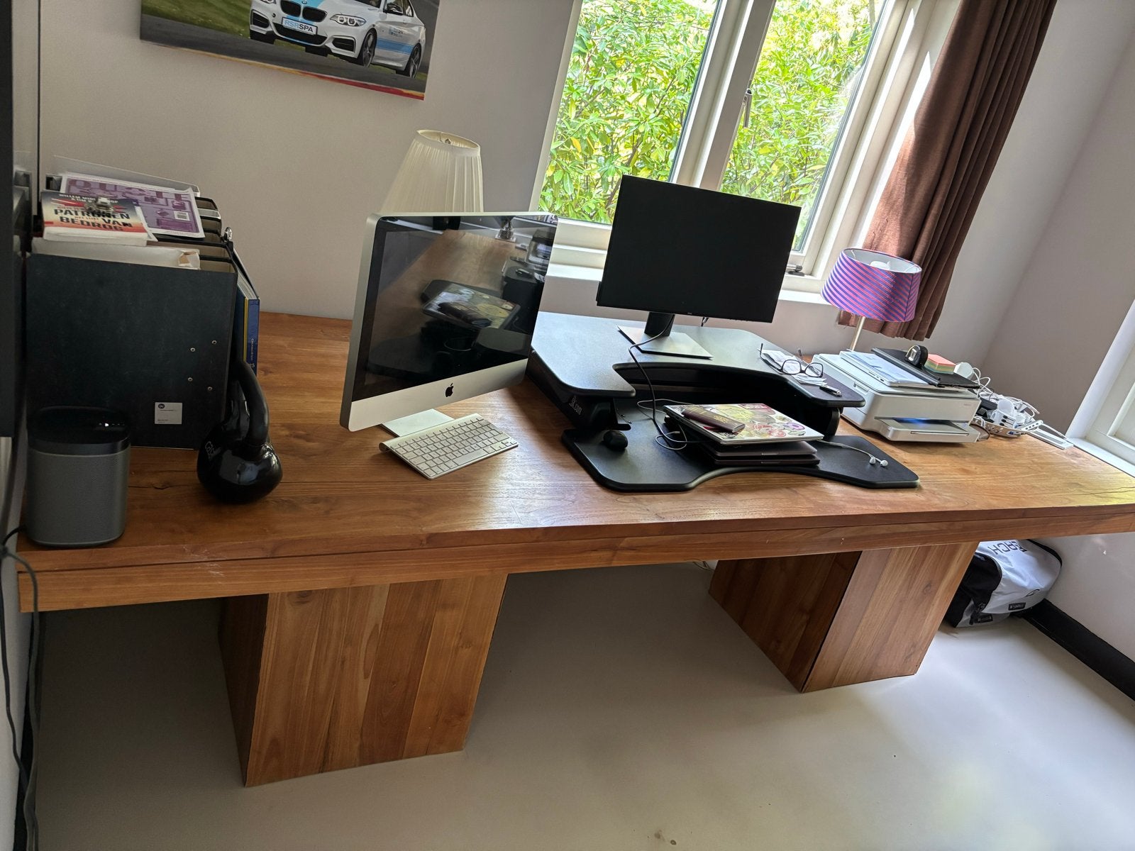 Robuust houten bureau - 100x280 cm, Huis en Inrichting, Bureaus, Ophalen of Verzenden, Gebruikt, Hout, Overige typen