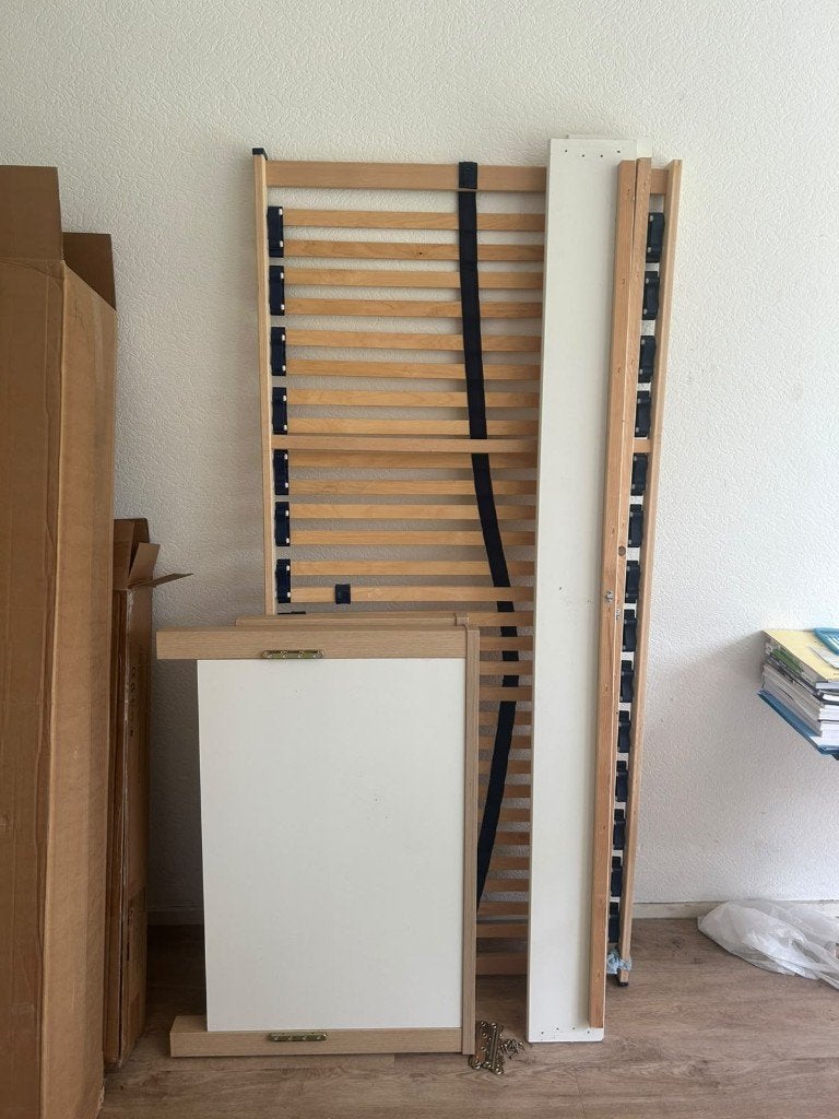 bed, Ophalen, 90 cm, Eenpersoons, Wit