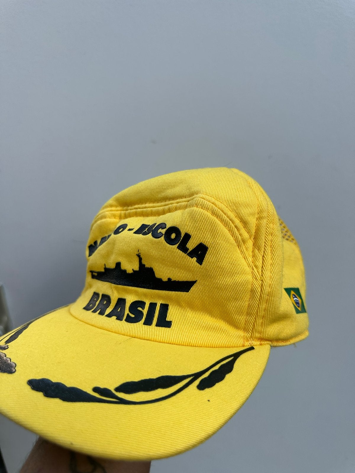 Vintage Gele Trucker Pet - Navio-Escola Brasil, Kleding | Dames, Hoeden en Petten, Ophalen of Verzenden, Gedragen, One size fits all